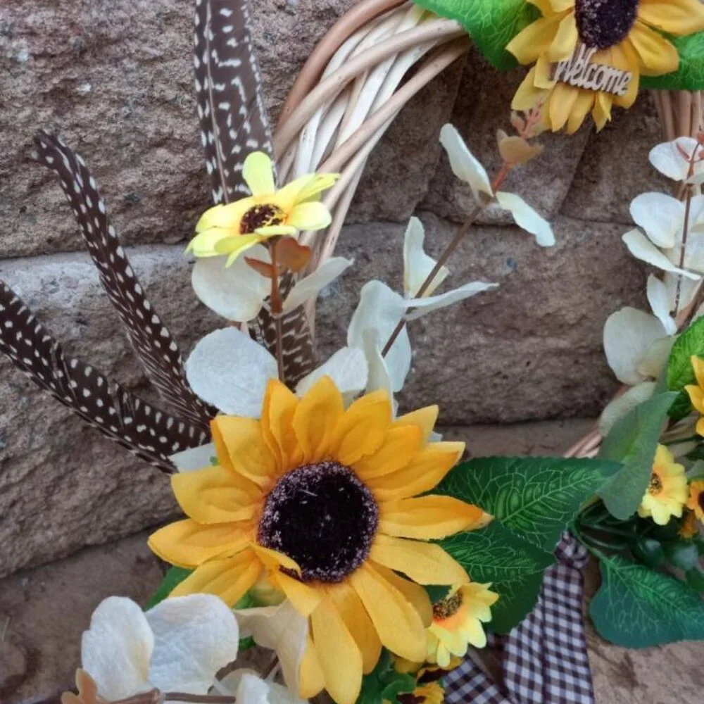 Thanksgiving Sunflowers Wreath Fall Autumn Sign Wall Door Home Office Decor